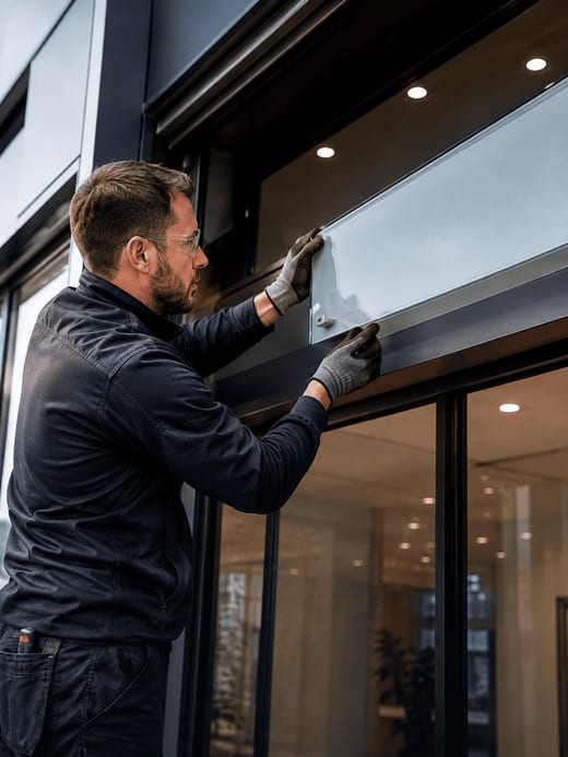 Glazing work on a commercial site