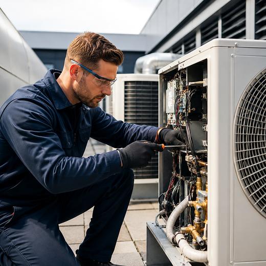 HVAC work on a commercial site